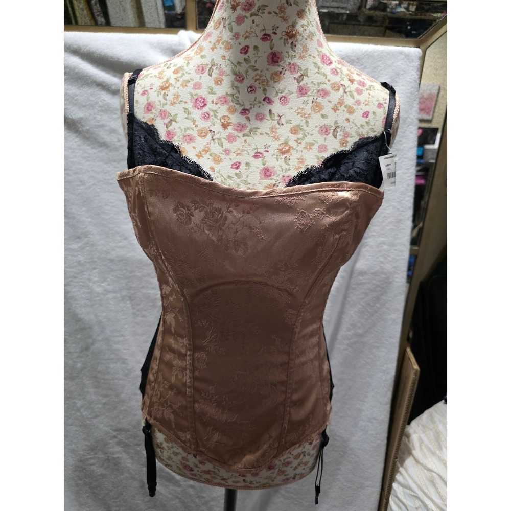 Vintage Y2K Fredericks of Hollywood Corset Bra Set Witchy Lace Floral Jacquard